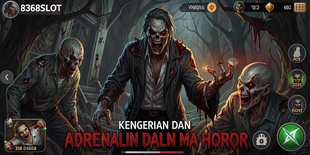 Tampilan gameplay menegangkan dari 8368SLOT dalam suasana horror yang mencekam.