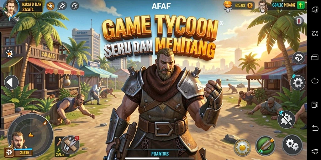 Tampilan gameplay <strong>AFAF</strong> saat membangun bisnis Tycoon yang sukses.