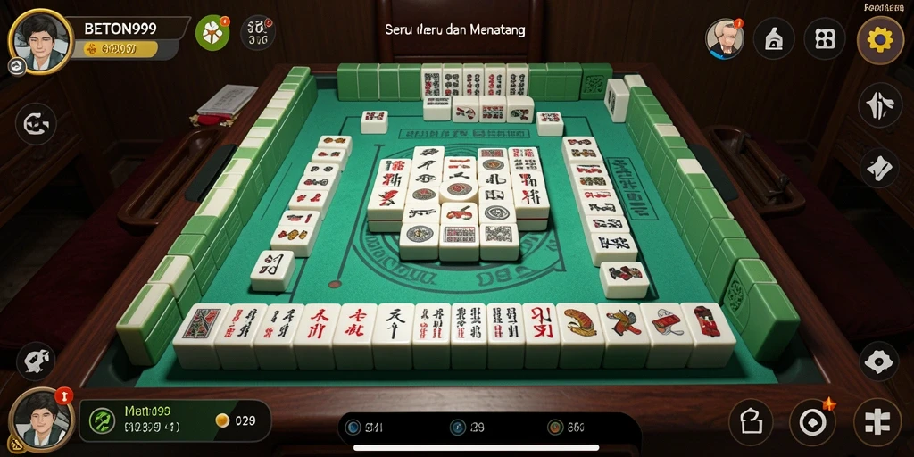 Screenshot dari gameplay seru di BETON999 yang menampilkan level Mahjong.