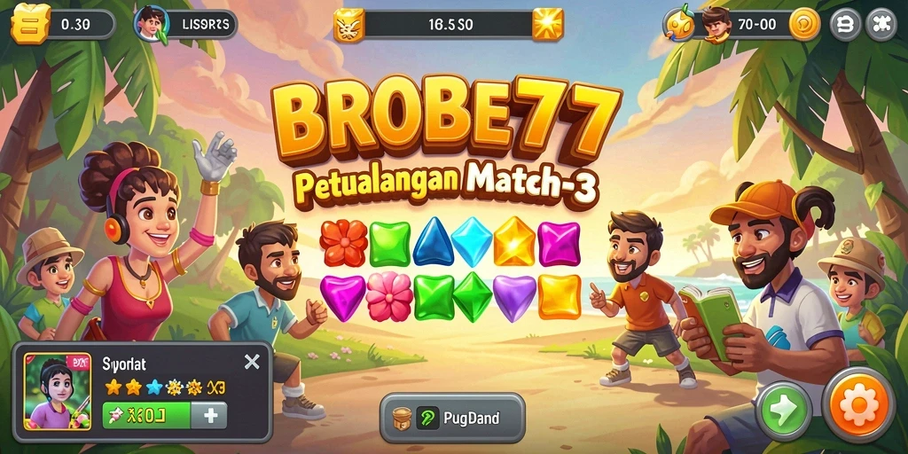Gameplay seru BROBET77 dalam aksi mencocokkan tiga.