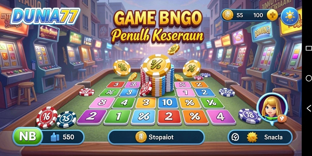 Tampilan gameplay seru DUNIA77 dengan interaksi Bingo yang menarik.
