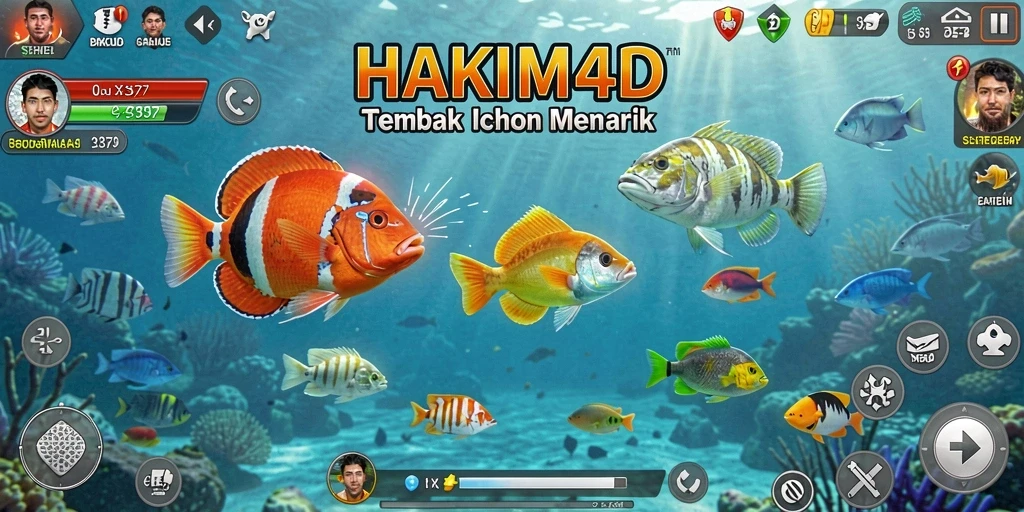 Gameplay seru HAKIM4D dengan aksi menembak ikan.