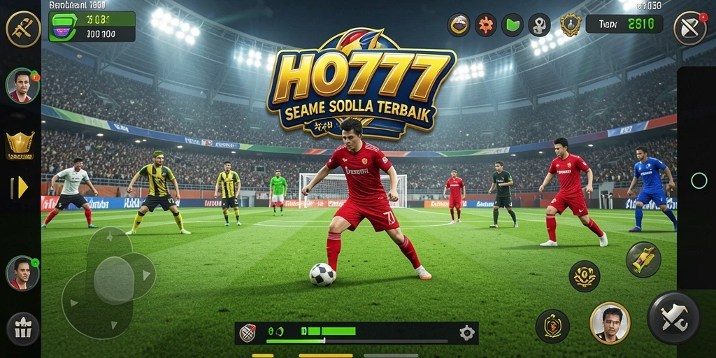 Screenshot gameplay HO777 menunjukkan aksi mendebarkan dalam sepak bola.