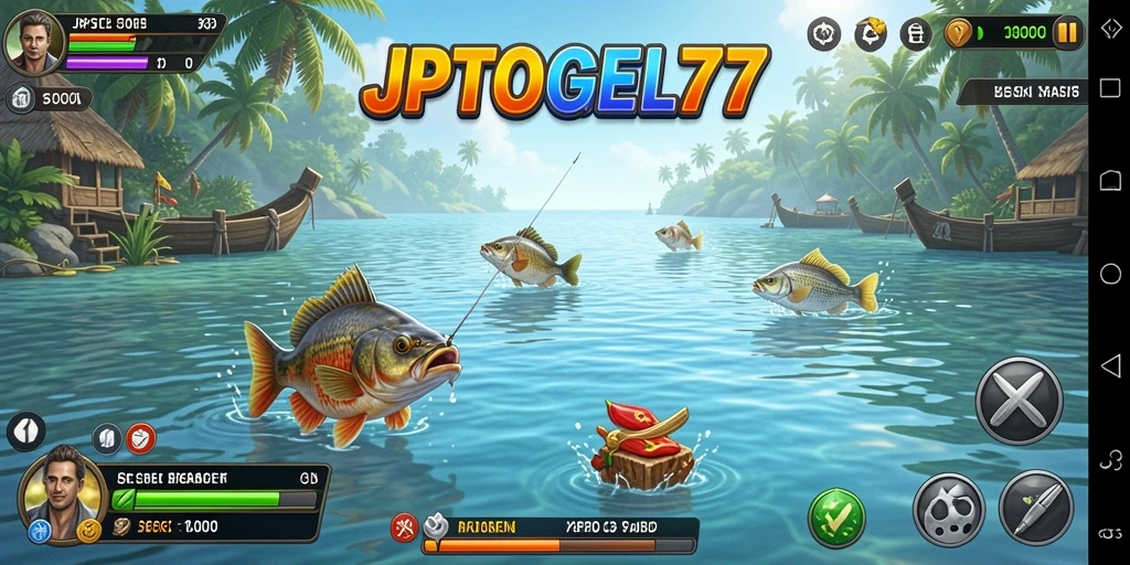 Tampilan gameplay JPTOGEL77 saat menangkap ikan di lautan.