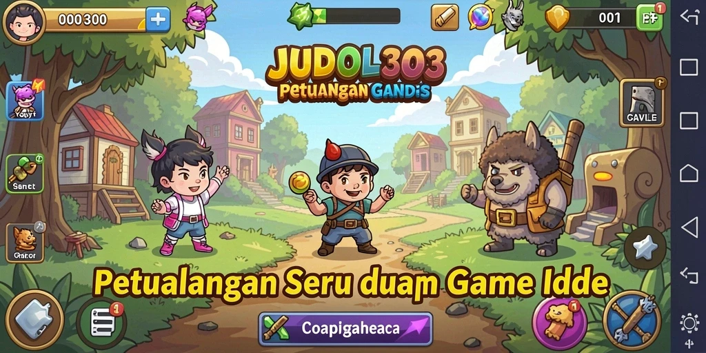 Tampilan gameplay menarik dari JUDOL303 dengan karakter yang mengumpulkan sumber daya.