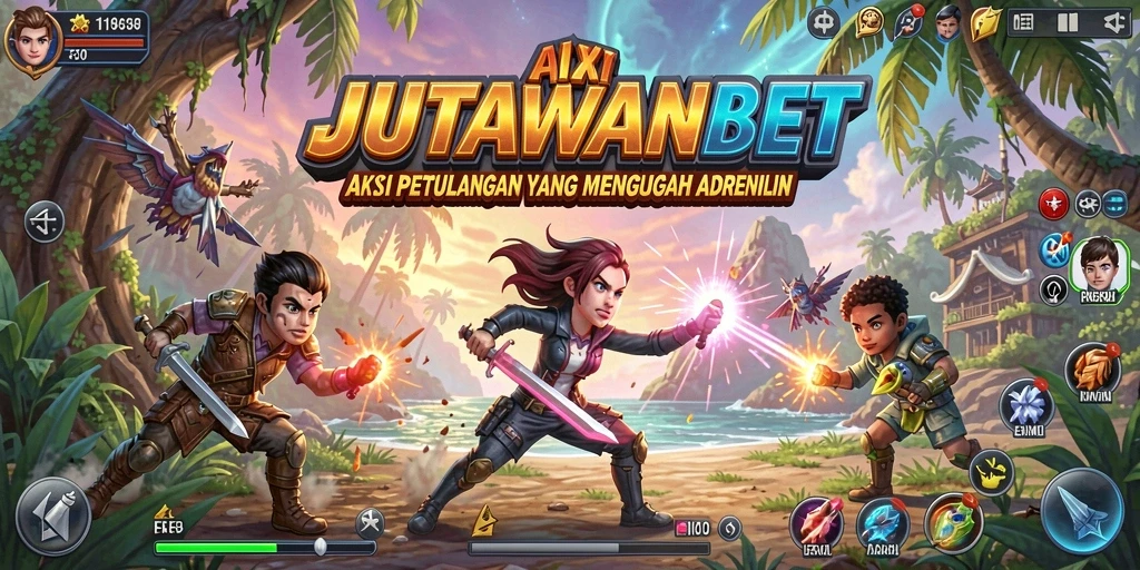 Screenshot utama JUTAWANBET yang menampilkan aksi epik di medan perang.