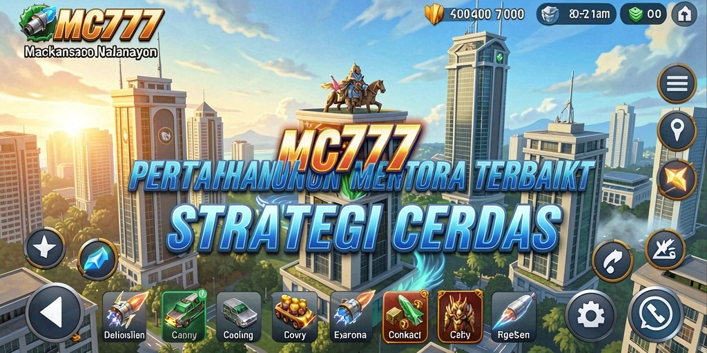 Screenshot gameplay MC777 yang menampilkan pertahanan menara yang strategis.