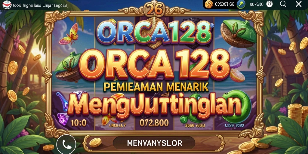 Screenshot gameplay ORCA128 menunjukkan mesin slot yang memukau.