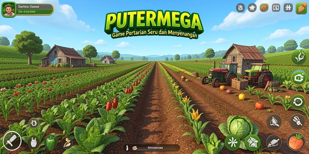 Screenshot gameplay PUTERMEGA dengan aktivitas pertanian menawan.