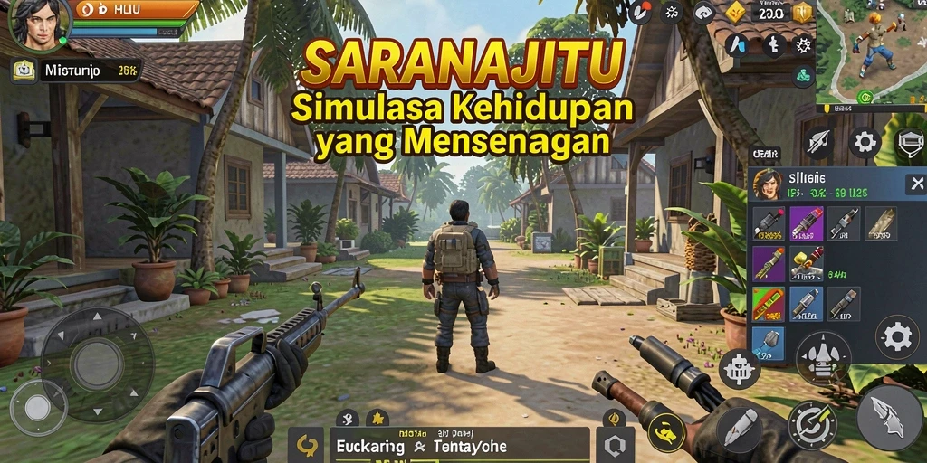 Tangkapan layar permainan SARANAJITU menampilkan pengalaman simulasi yang menarik dan interaktif.