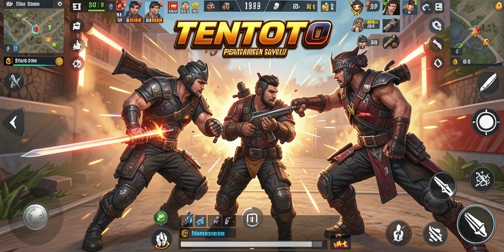 Tampilan gameplay seru di TENTOTO dengan aksi Battle Royale.